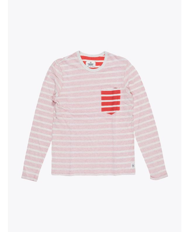 Reigning Champ Red Stripe Long Sleeve Pocket Tee - E35 SHOP