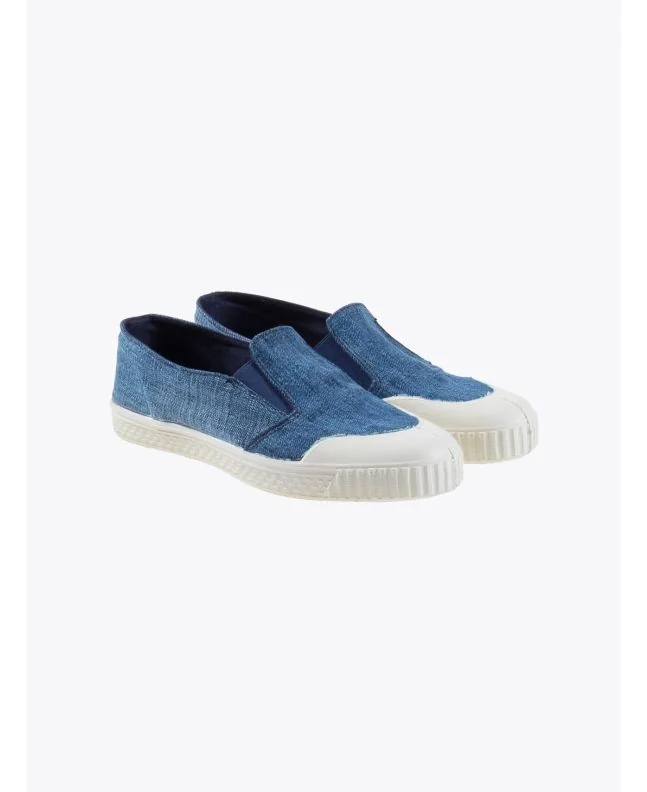 Novesta Slip-On Recycled Blue Denim Sneakers - E35 SHOP