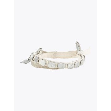 Goti Bracelet BR165 Silver Shields & White Leather - E35 Shop