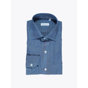 Salvatore Piccolo Blue Cotton Chambray Shirt - E35 SHOP