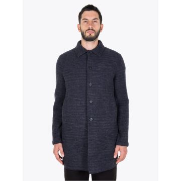 Harris Wharf London Mac Tartan Coat Blue/Grey - E35 Shop