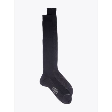 Gallo Ribbed Cotton Long Socks Anthracite - E35 SHOP