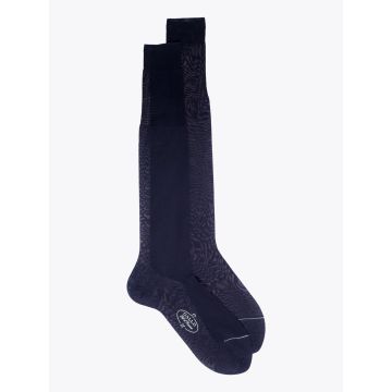 Gallo Plain Cotton Long Socks Navy Blue - E35 Shop