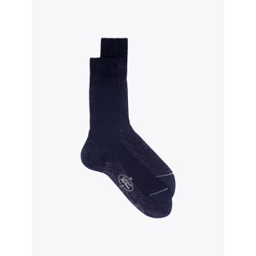 Gallo Ribbed Cotton Short Socks Navy Blue - E35 SHOP