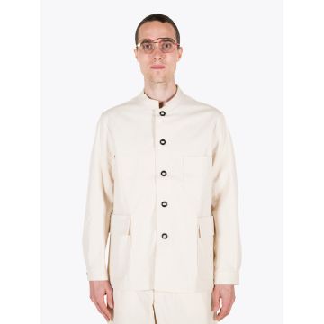 A Vontade Stand Collar Atelier Cotton Jacket Natural - E35 Shop