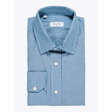 Salvatore Piccolo Striped Blue Cotton/Viscose Shirt - E35 Shop