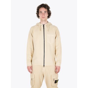 Stone Island 62940 Beige Hooded Full-Zip Sweatshirt - E35 SHOP