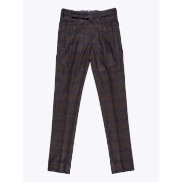 Giab's Archivio Cocktail Trousers Wool Check Brown - E35 SHOP