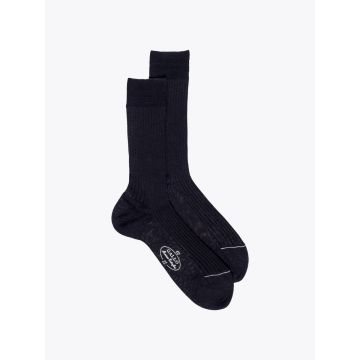 Gallo Short Socks Ribbed Wool Black - E35 SHOP