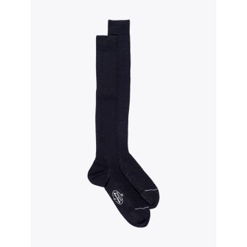 Gallo Long Socks Ribbed Wool Black - E35 Shop