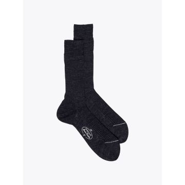 Gallo Short Socks Ribbed Wool Anthracite - E35 Shop