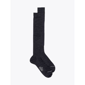 Gallo Long Socks Ribbed Wool Anthracite - E35 SHOP