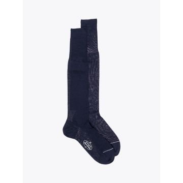 Gallo Long Socks Plain Wool Navy Blue - E35 SHOP