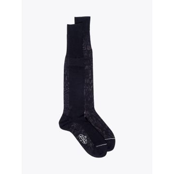 Gallo Long Socks Plain Wool Black - E35 Shop