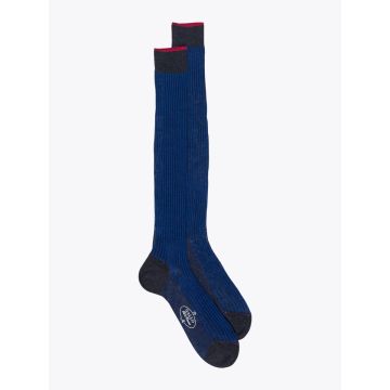 Gallo Long Socks Twin Ribbed Cotton Blue/Anthracite - E35 Shop