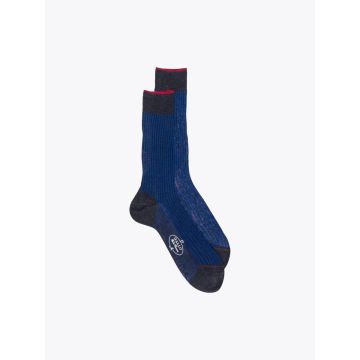 Gallo Short Socks Twin Ribbed Cotton Blue/Anthracite - E35 SHOP