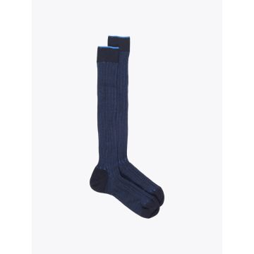 Gallo Long Socks Twin Ribbed Cotton Navy Blue/Blue - E35 SHOP