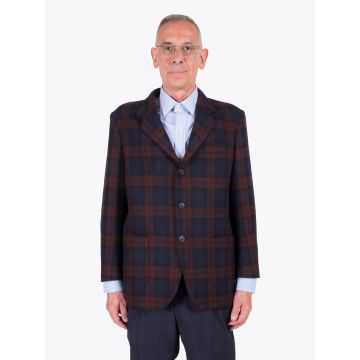 Salvatore Piccolo Brown/Blue Wool Blazer Jacket - E35 SHOP