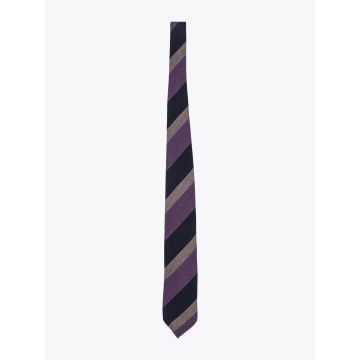 Salvatore Piccolo Purple Striped Wool/Silk Tie - E35 SHOP