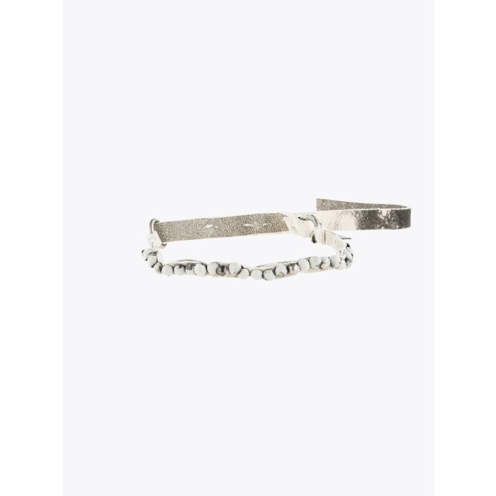 Goti Bracelet BR216 Silver Balls & Leather White - E35 Shop