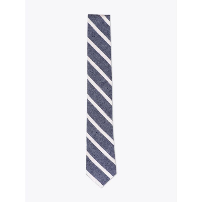 The Hill-Side Indigo/White Wide Striped Tie - E35 SHOP