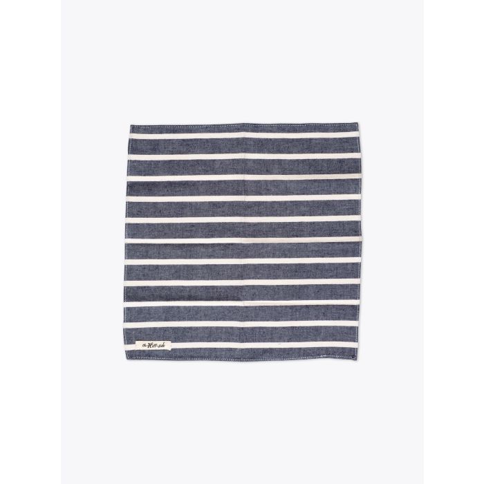 The Hill-Side — Indigo/White Wide Striped Pocket Square - E35 Shop