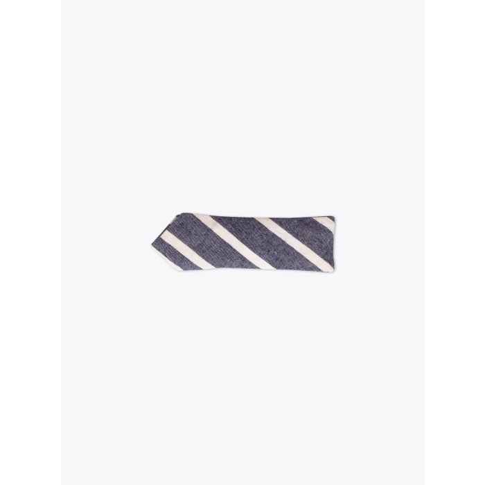 The Hill-Side Indigo/White Wide Striped Bow Tie - E35 SHOP