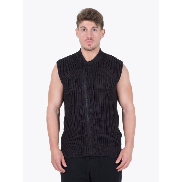 Stone Island Shadow Project 506A4 Black Asym Knit Vest - E35 SHOP