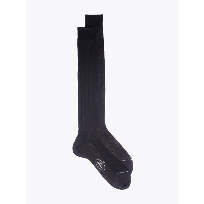 Gallo Ribbed Cotton Long Socks Anthracite - E35 Shop