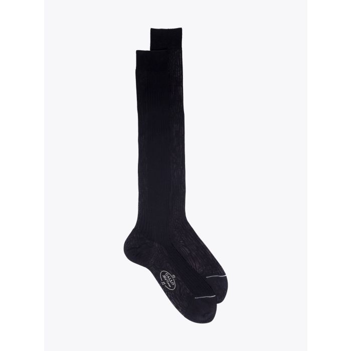 Gallo Ribbed Cotton Long Socks Black - E35 SHOP