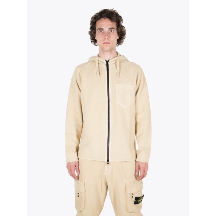 Stone Island 62940 Beige Hooded Full-Zip Sweatshirt - E35 Shop