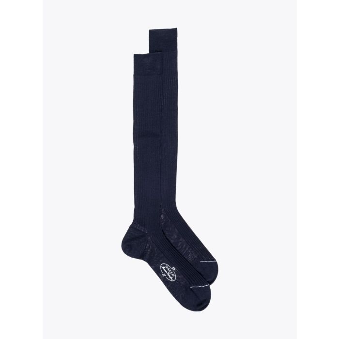 Gallo Long Socks Ribbed Wool Navy Blue - E35 Shop