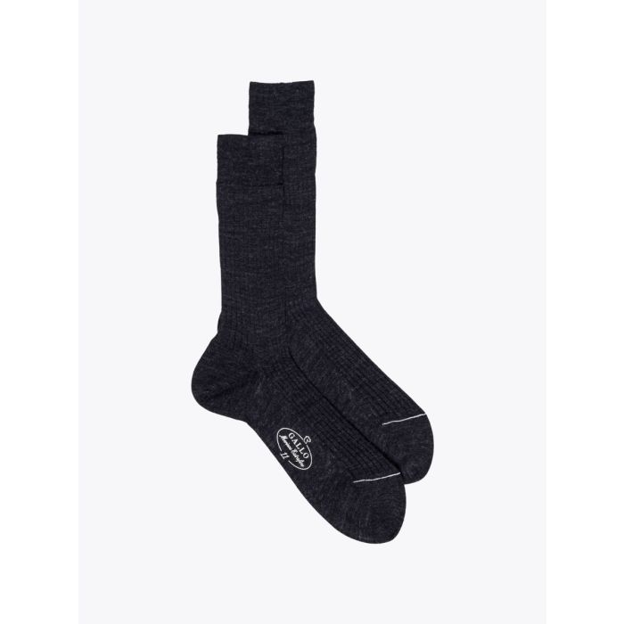 Gallo Short Socks Ribbed Wool Anthracite - E35 SHOP