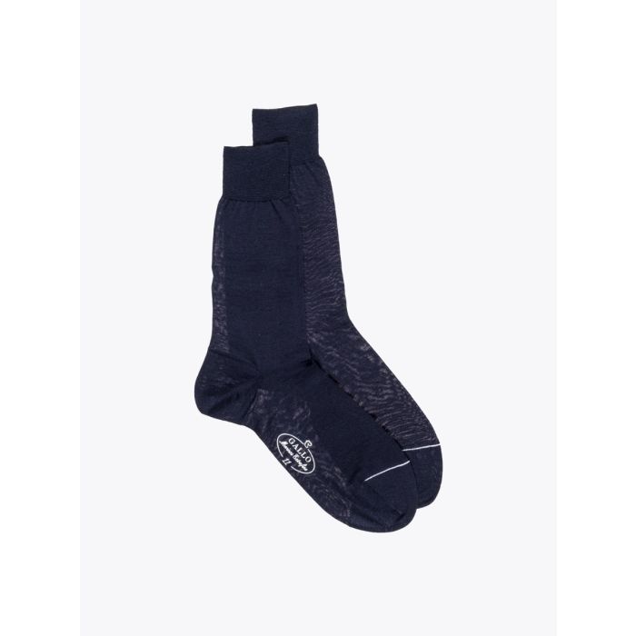 Gallo Short Socks Plain Wool Navy Blue - E35 Shop