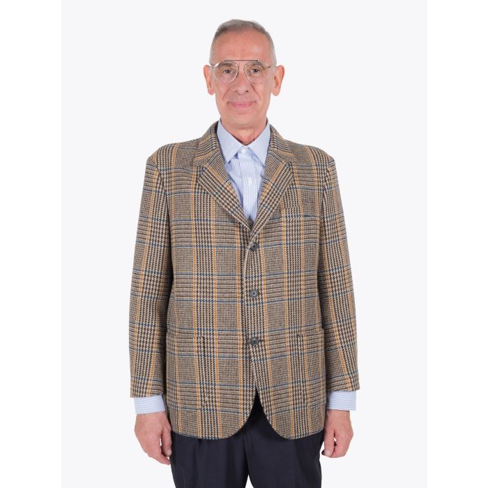 Salvatore Piccolo Beige/Blue Wool Blazer Jacket - E35 SHOP