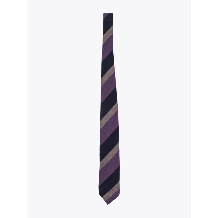 Salvatore Piccolo Purple Striped Wool/Silk Tie - E35 Shop