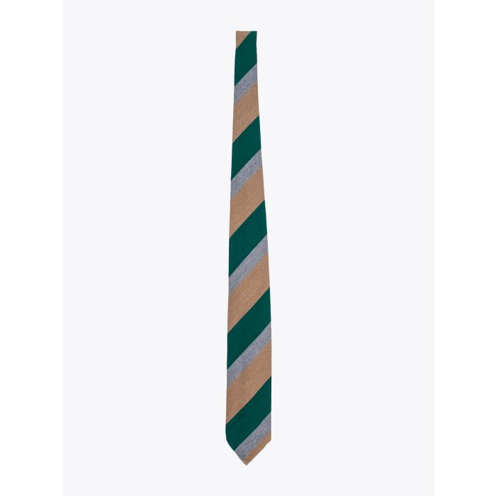 Salvatore Piccolo Green Striped Wool/Silk Tie - E35 Shop