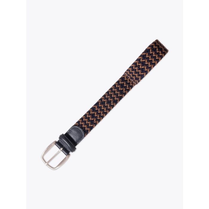 Anderson's Belt Braided Nylon/Leather Navy/Brown - E35 SHOP