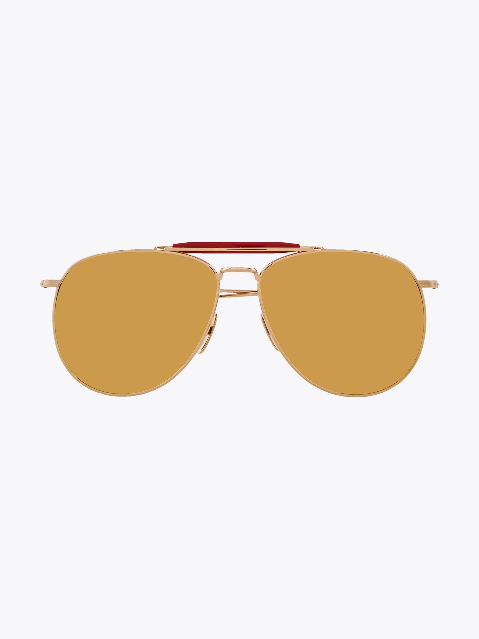 THOM BROWNE EYEWEAR — TB-015 Gold Aviator Sunglasses