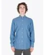 Salvatore Piccolo Blue Cotton Chambray Shirt - E35 SHOP