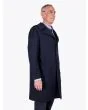 Salvatore Piccolo Navy Blue Wool Duster Coat - E35 SHOP