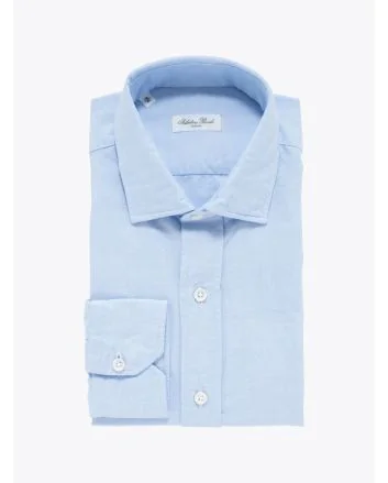 Salvatore Piccolo Light Blue Cotton Oxford 120 Shirt - E35 SHOP