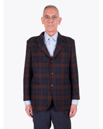 Salvatore Piccolo Brown/Blue Wool Blazer Jacket - E35 SHOP